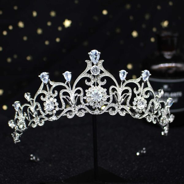 

light blue crystal tiara crown princess bridal wedding headband hair jewelry accessories fashion headdress pageant prom ornaments z0303, Slivery;golden