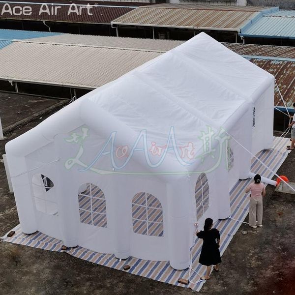 

multi-windows 8mlx5mwx4mh inflatable wedding tent house with logo and air blower for party or other event
