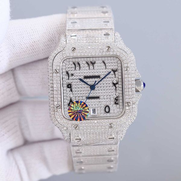 

men luxury wrist watch bling iced out vvs moissanite diamond watch, Silver