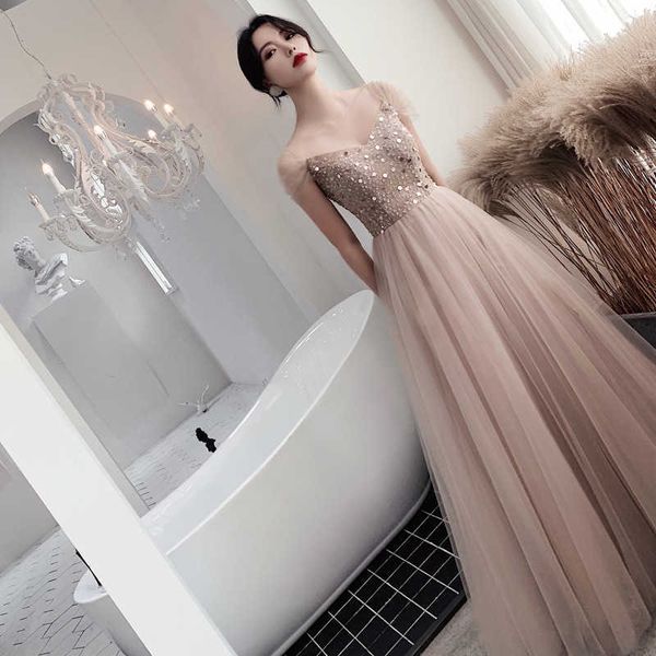 

women's clothing runway dresses banquet evening 2023 style temperament one-shoulder grand bridmaid dresses fairy fantasy annual prident, Black;gray