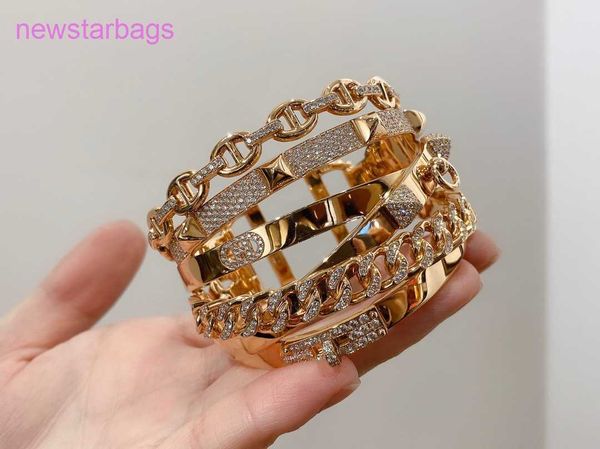 

designer herms bracelet for sale used cdc pig nose 18k rose gold full diamond, Golden;silver