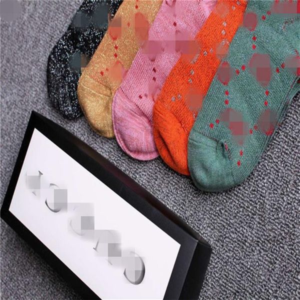 

2022 designer mens womens socks five pair luxe sports winter mesh letter printed tiger wolf head sock embroidery cotton man with b268h, Black