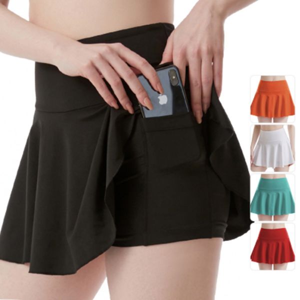 

2023 pleated yoga skirt pants women's nude high-waist fitness pants training running sports tennis skirt same style