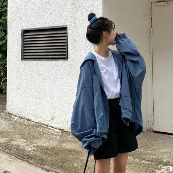 

womens jackets deeptown harajuku fashion jacket women oversized zipper hooded college korean streetwear female in outerwear loose 230302, Black;brown