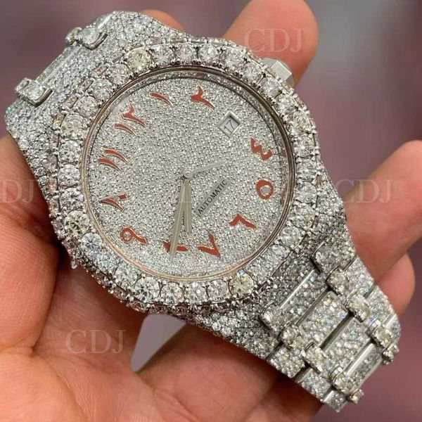 

20230mup luxury custom iced out automatic mechanical lab grown diamond watch fashion watch manufacturer diamond wrist watch india, Slivery;brown