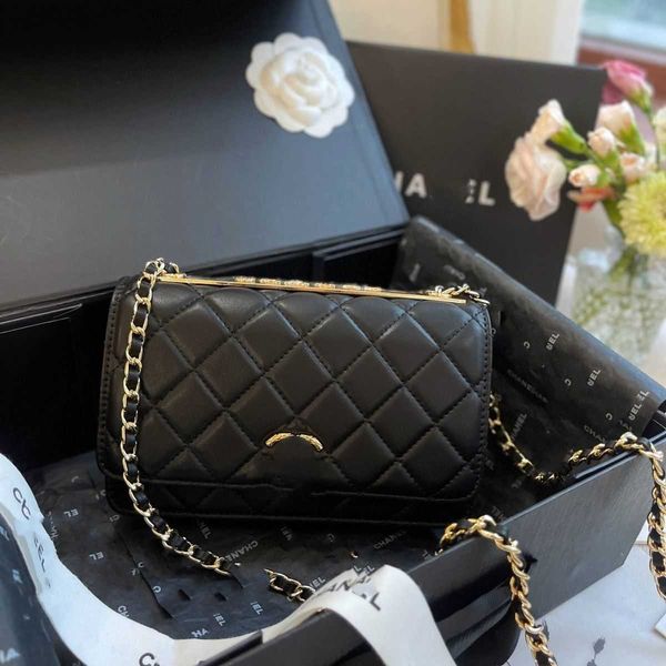 

cc designer luxury channelity bags for women black handbag crossbody leather chain slant shoulder clutc flap totes bag purses solid hasp wai
