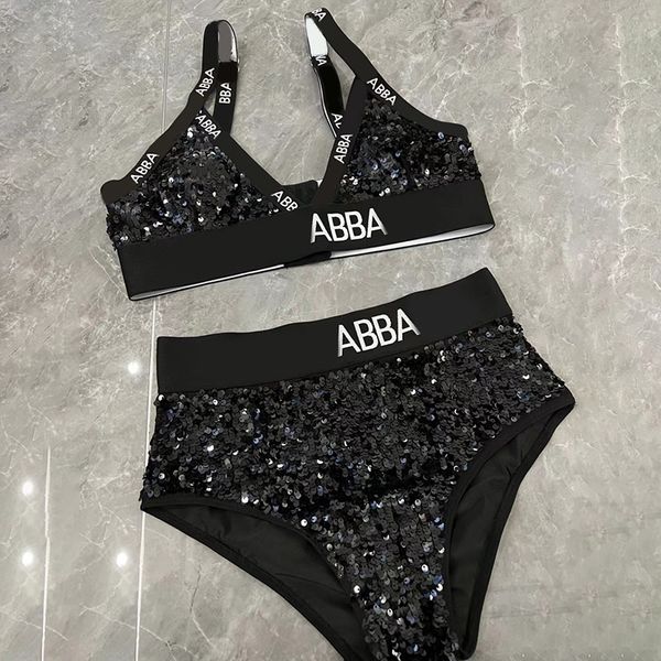 

sequin designer swimsuits bikini set for women swim wear design letter bras brief set swim dive swimwears clothing