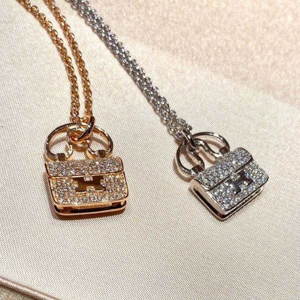 

v generation 2 h family kangkang necklace 18k rose gold bag with diamonds fashionable collarbone chain, Silver