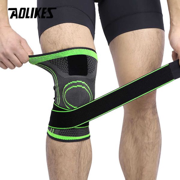 

elbow knee pads aolikes 1pcs 2021 knee support professional protective sports knee pad breathable bandage knee brace basketball tennis cycli, Black;gray