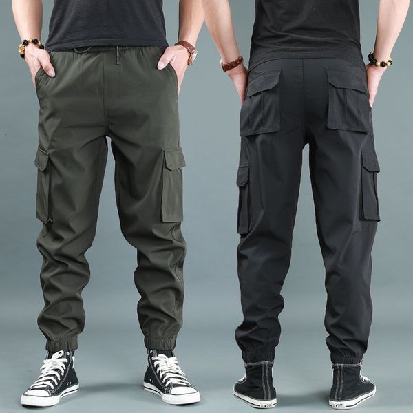 

men's pants men casual black joggers spring summer multi pocket baggy sport trousers fashion male sweatpants oversize overalls bottoms