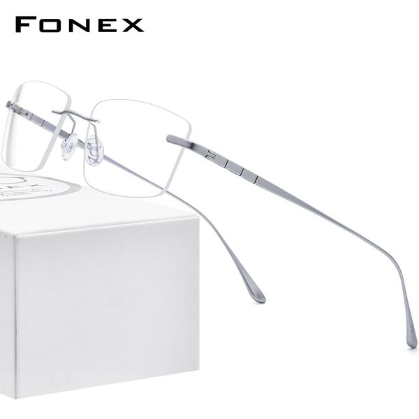 

sunglasses frames fonex pure glasses frame men rimless prescription square eyeglasses women frameless myopia optical eyewear 8555 230302, Silver