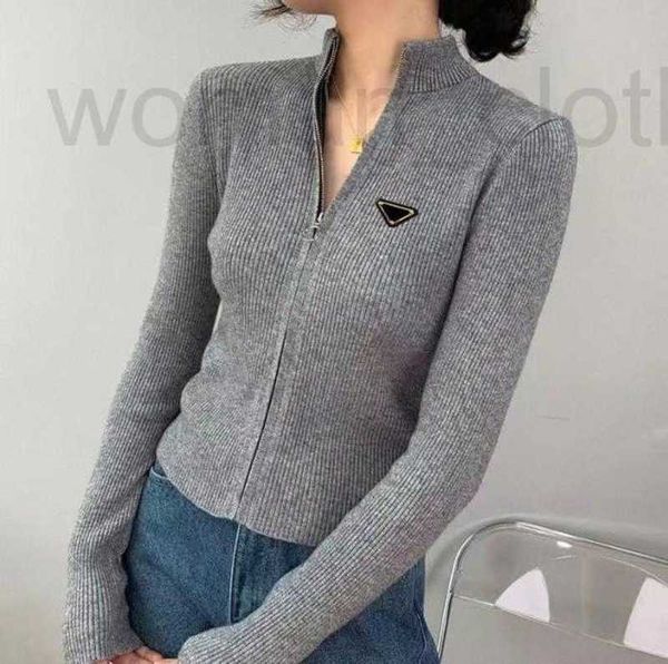 

designer womens knits tees women cardigan sweater with zippers short style lady slim jumpers shirt design h9ov, White