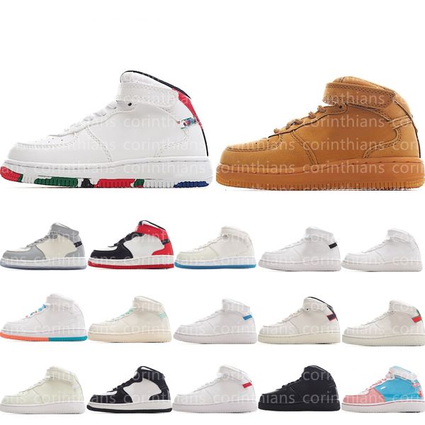 

kids shos air forse children sneakers youth athletic boys girls basketball street summer white size 22-37 x7vn#, Black;red