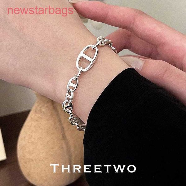 

designer herms bracelet online shop s925 sterling silver pig nose heavy industrial bracelet women light luxury small design korean, Golden;silver