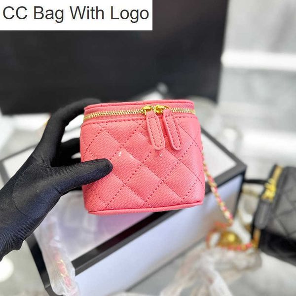 

cc handbags womens crush gold pearl ball cosmetic case box bags caviar leather calfskin gold metal hardware matelasse chain crossbody should, Black