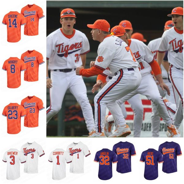 

blake wright clemson tigers college baseball jersey brad miller ricky williams geoffrey gilbert bryar hawkins caden grice benjamin blackwell, Blue;black