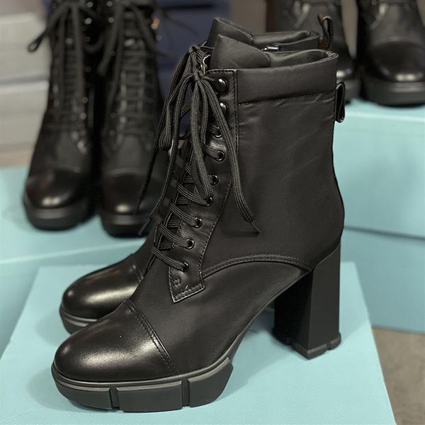 

women designer luxury plaque boots 9 5cm high heels ankle boot women black 100% genuine leather combat boots winter boot with box 267s