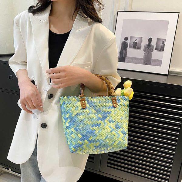 

2023 summer tote bags for women travel beach hand bags woven handbags female casual style shoulder side bags 230303