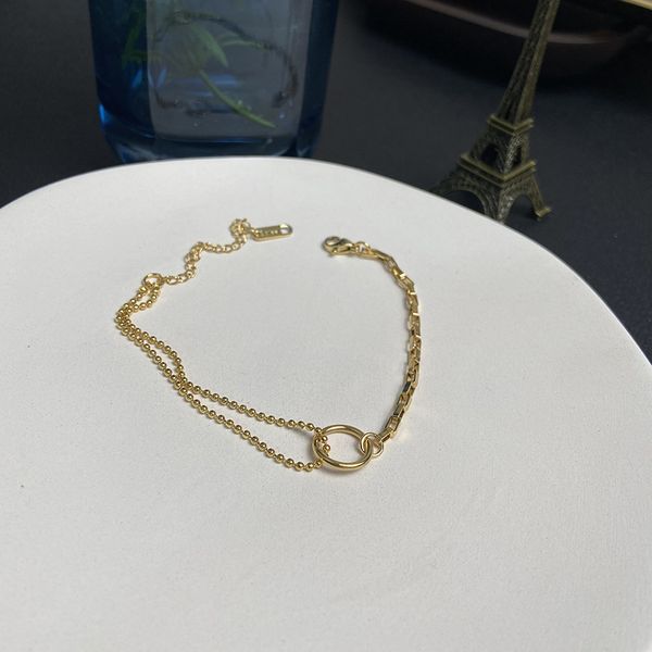 

Titanium steel jewelry cold wind bracelet feminine minimalist geometric ring bead chain Valentine's Day anniversary gift