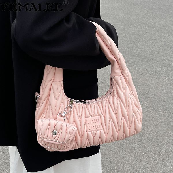 

evening bags pleated ladies designer shoulder armpit purses letters ruched women hand bags branded embroidery purses and handbags 230302