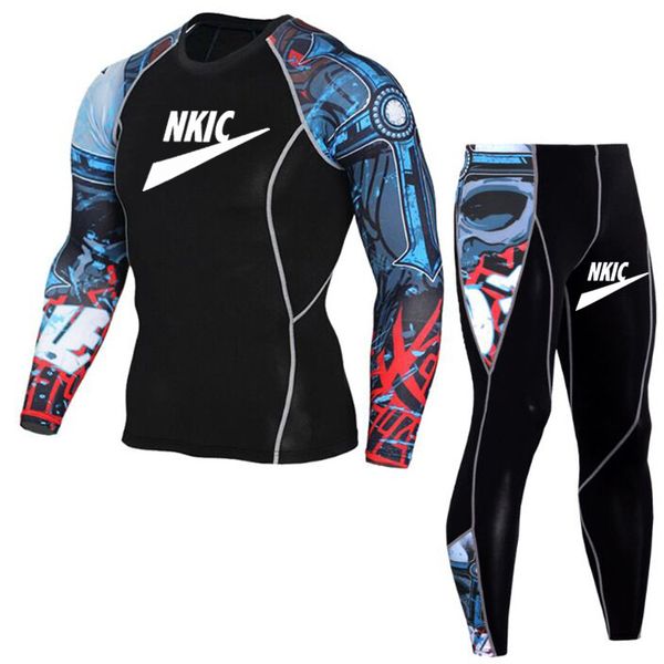 

Men' Sports Tracksuits Men Running Quick Drying Sportswear Compression Suit Fitness Training 2 Piece Sports Tights Brand LOGO Print