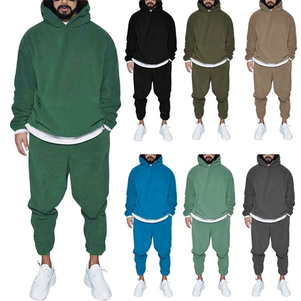 

men's tracksuits men's tracksuit jogger sportswear casual sweatershirts sweatpants streetwear pullover solid color fleece hoodies, Gray