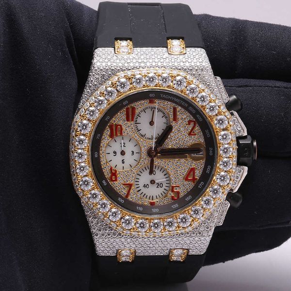 

premium vvs brand custom dign hip hop men woman luxury hand set lced out diamond moissanite watchfphip9va, Slivery;brown