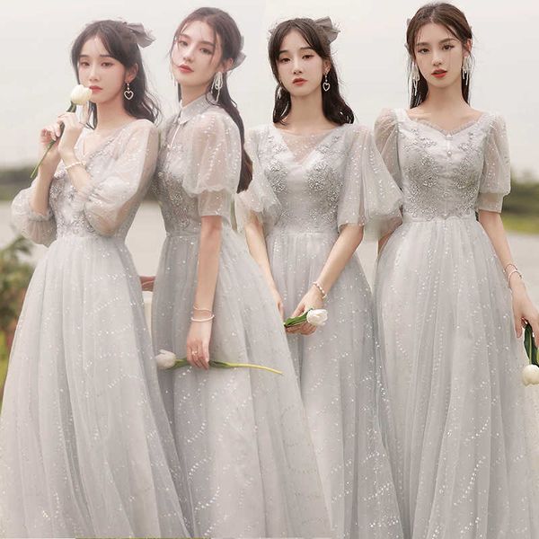 

women's clothing runway dresses grey bridmaid 2023 summer temperament sisterhood evening women's long large girlfriends dresses sp, Black;gray