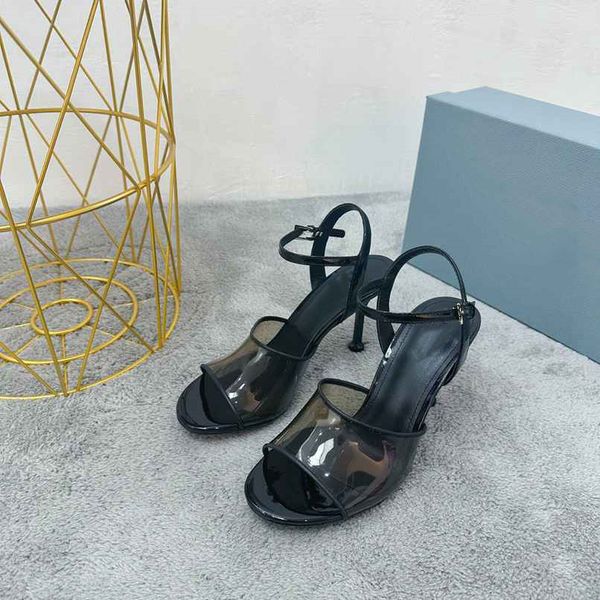 

luxury design sandals 2023 fashion pradity women summer high heels leather cross lace up student casual slippers 02-002, Black