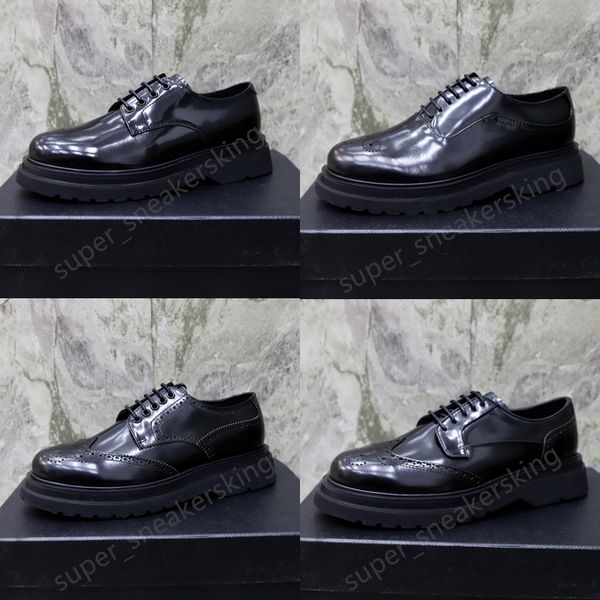 

designer dress shoes men soft cowhide platform sneakers classic loafers rubber black shiny leather chunky round head sneaker thick bottom sh