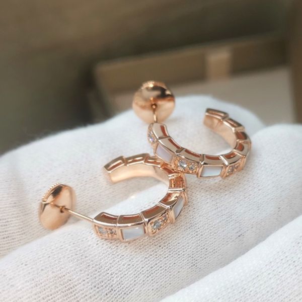 

buigari serpenti viper designer dangle earrings for woman diamond t0p quality fashion luxury never fade gift for girlfriend jewelry 006, White