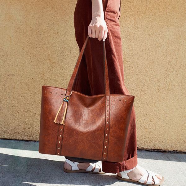 

hbp fashion tote bag outdoor women's bag solid pu large capacity handbag