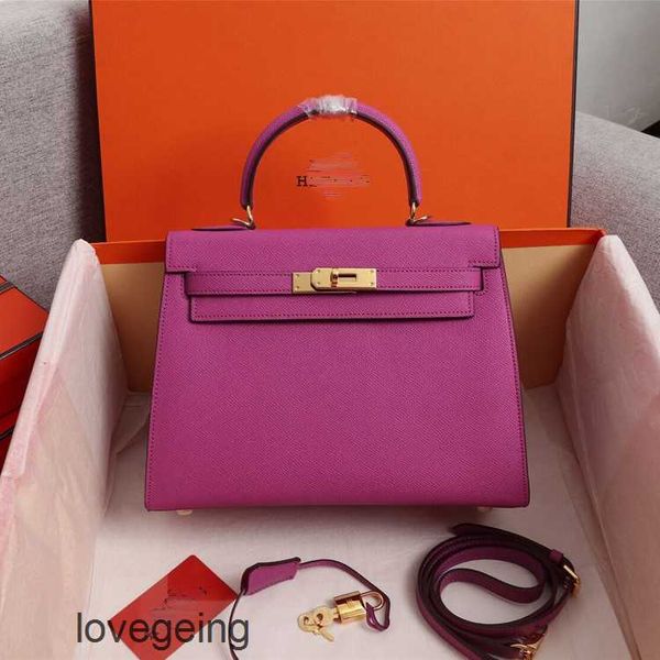 

handbag real kellis shoulder 2023 bag leather women's designer h bags single palm grain cowhide eshz