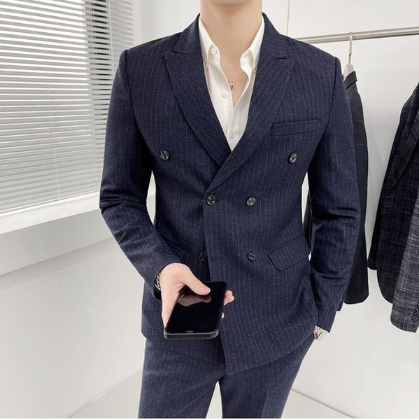 

men's suits blazers boutique men's plus size suit trousers fashion business double-breasted korean dress british style formal dres, White;black