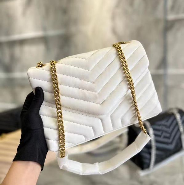 

designer handbags square fat loulou chain bag real leather womens bag largecapacity shoulder bags quilted messenger bag