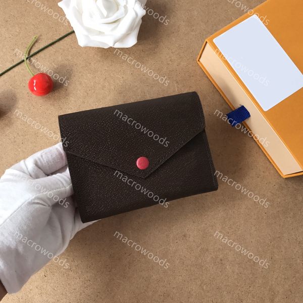 

m41938 victorine wallets designer ladies short wallet luxury special canvas card holder zipped coin pocket 6 card slots gold color183z, Red;black