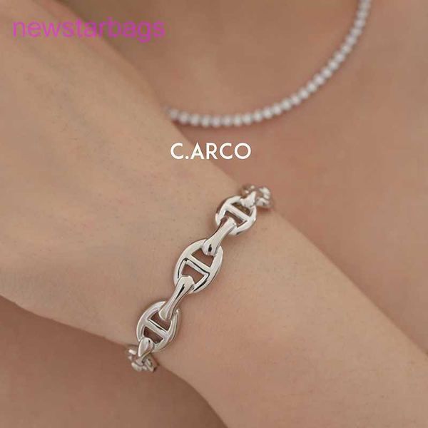 

designer herms bracelet for sale tri-color french-style temperament simple design pig nose bracelet female fashionable advanced sense openin, Golden;silver