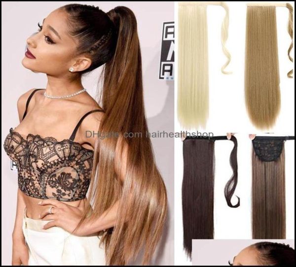 

ponytails hair extensions products 22 inches silky straight synthetic clip in dstring ponytail hairpieces for wom dhj6807573, Black
