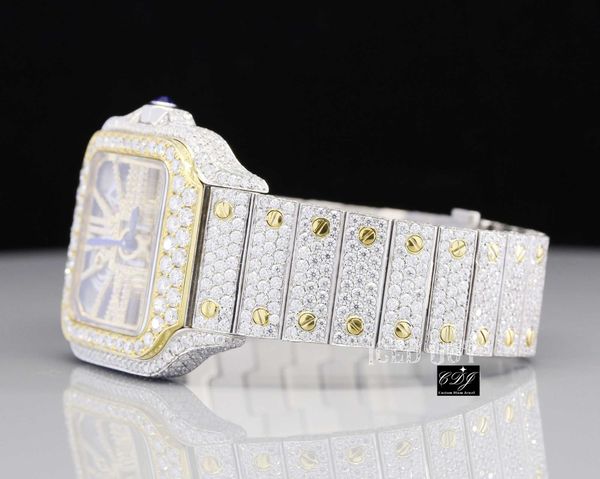 

mechanical high end brand custom moissanite watch original hand set iced out diamond hip hop bust down watch4npixdhm, Silver