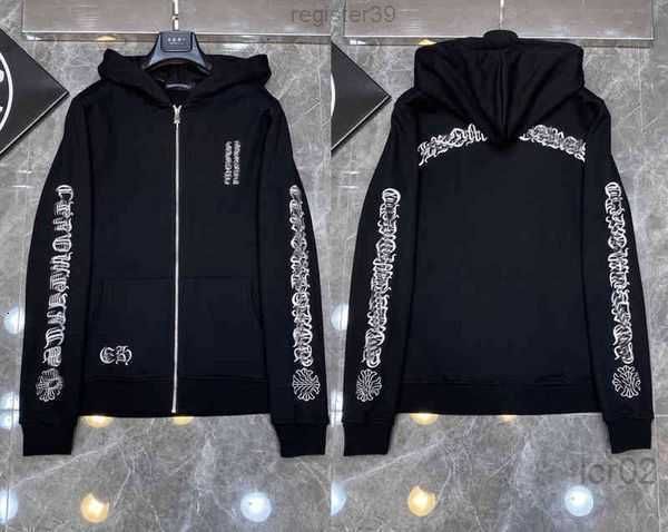 

3a classic mens zipper ch hoodies designer horseshoe sanskrit cross print pullover heart hoody sweatshirts sweater luxury woman jackts fatew, Black