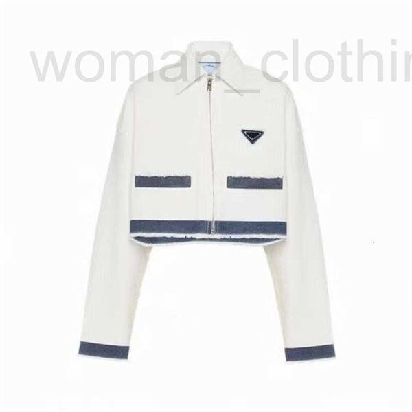 

designer casual letter triangle denim coats long sleeved zipper jacket 100% cotton spring autumn women streetwear coat mytl, Black;brown