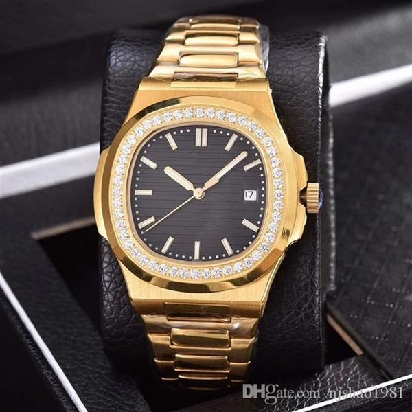 

luxury men's diamond gold 2813 watch automatic mechanical stainless steel strap nautilus men mens watch watches w342l, Slivery;brown
