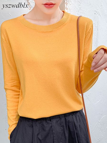 

women's sweaters yszwdbdlx womens sweater spring autumn o-neck loose solid cashmere pullovers woman sweaters basic bottoming shirt knit, White;black