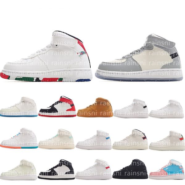 

kids shos air forse children sneakers youth athletic boys girls basketball street summer white size 22-37 i7ou#, Black;red