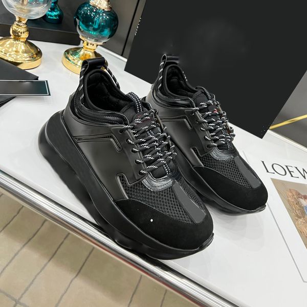 

men shoes designer sneakers chain reaction platform sneaker women suede trainers calfskin leather shoe walking runner black trainer