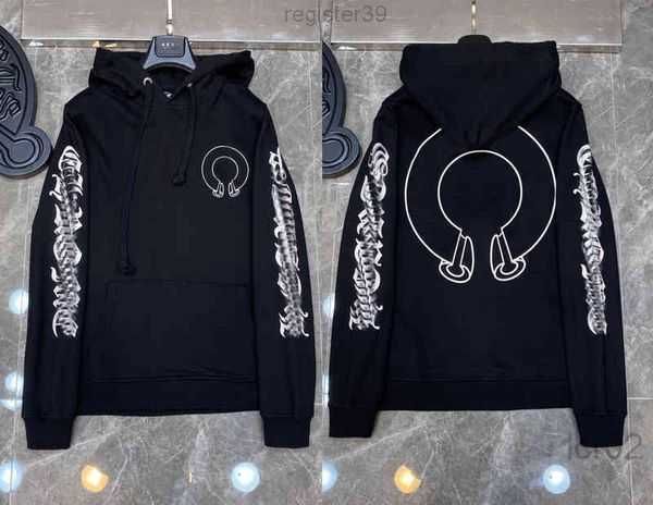 

3a classic mens zipper ch hoodies designer horseshoe sanskrit cross print pullover heart hoody sweatshirts sweater luxury woman jackts fatem, Black