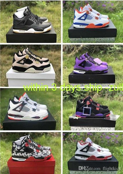 

3 days ship fire red basketball shoes 4 sneaker cactus jack white cement game royal motor sports blue designer shoes with no box