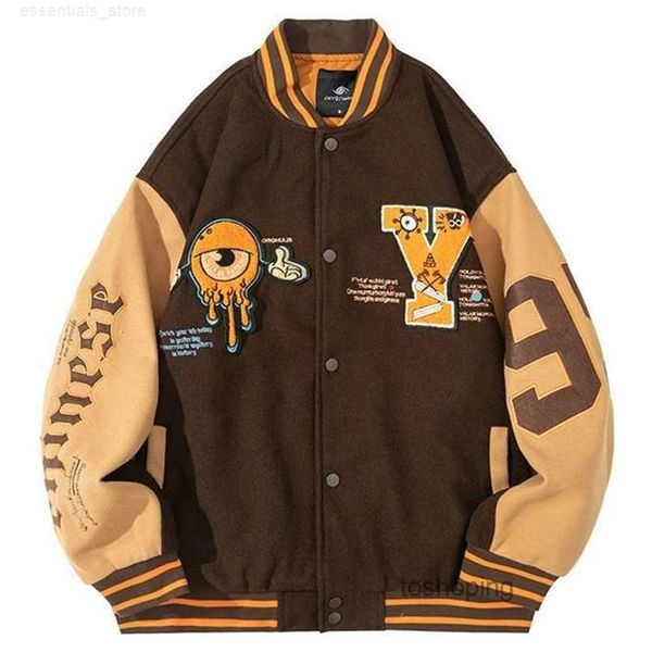 

men's jackets men women letter embroidery varsity thin oversized spring autumn baseball jacket coat harajuku college, Black;brown