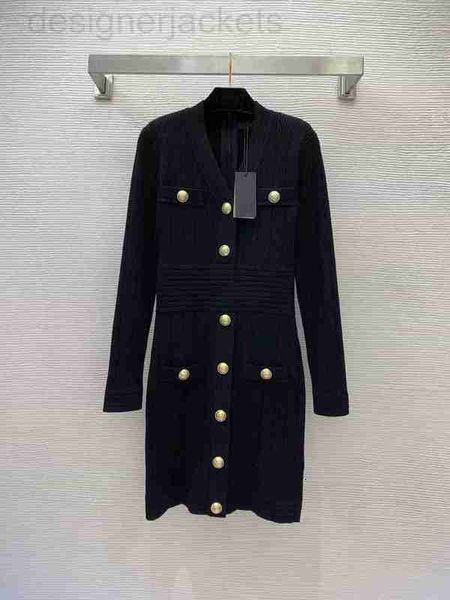 

runway dresses designer milan dresses autumn winter v neck long sleeve women's dress brand same style sundress a6sl, Black