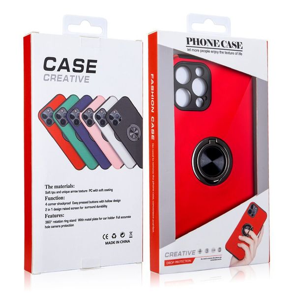 

soft tpu phone case cover with car magnetic finger ring holder stand for iphone 14 13 12 11 pro max with retail package